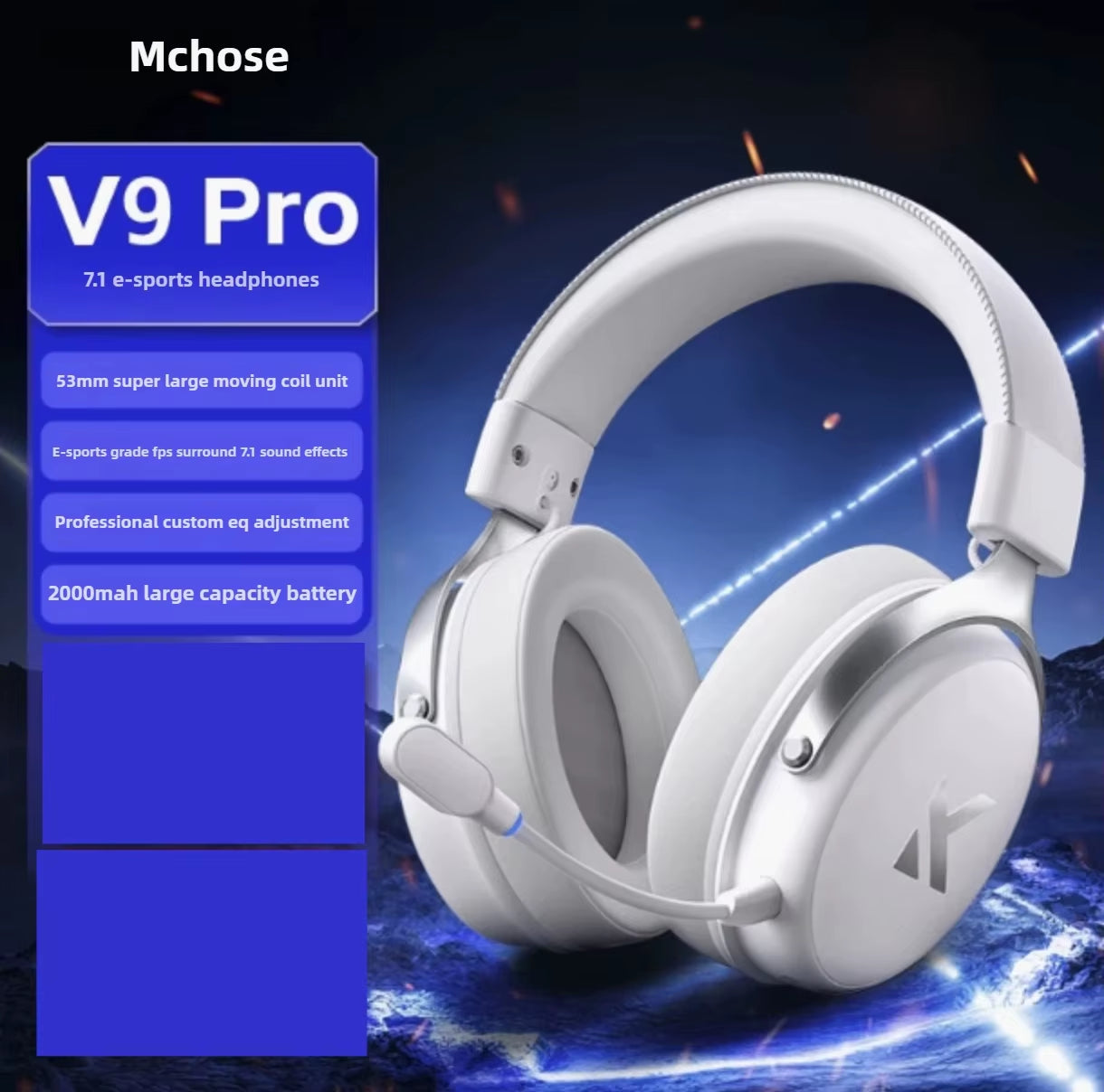 MCHOSE V9 Pro Music Gaming Headphones 3-Mode Wireless Noise Reduction Mic Custom Music Office Earphone E-Sport Pc Accessories