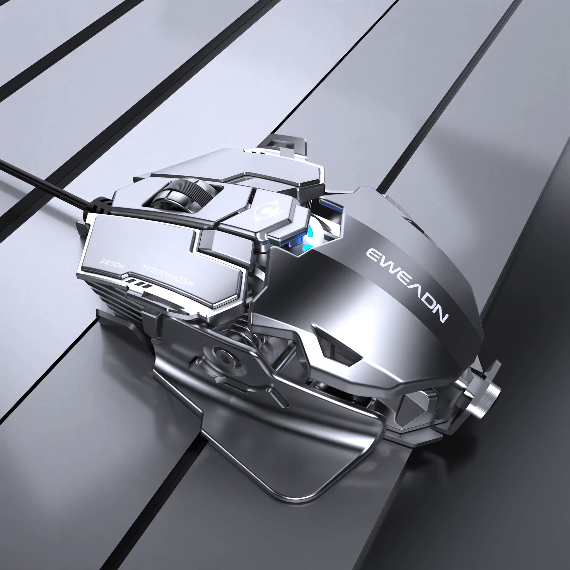 EWEADN Wired Gaming Mouse, Mechanical, Aluminum Base, Tail Length Adjustment, Ergonomic, Office & Gaming, Windows/Laptop, Gamers