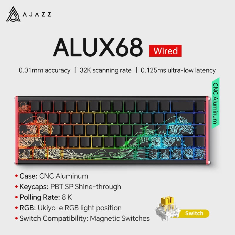 AK680 MAX Magnetic Switch Mechanical Keyboard 60% Rapid Trigger 0.01Mm 8K/1K Return 68 Keys Wired/Wireless Gaming Keybaord