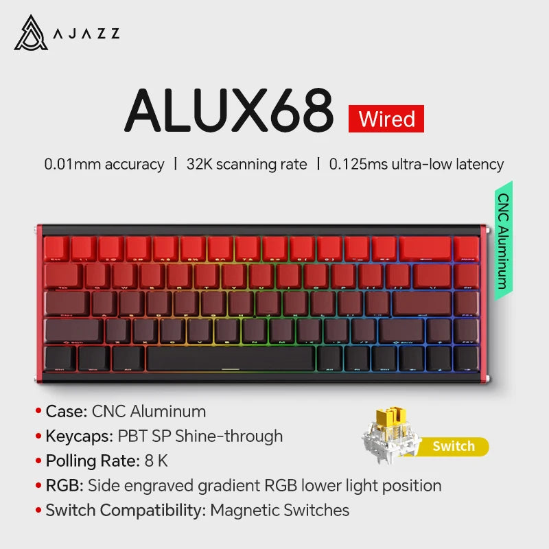 AK680 MAX Magnetic Switch Mechanical Keyboard 60% Rapid Trigger 0.01Mm 8K/1K Return 68 Keys Wired/Wireless Gaming Keybaord