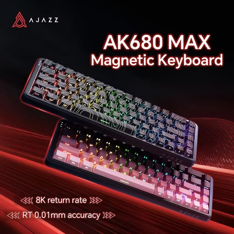 AK680 MAX Magnetic Switch Mechanical Keyboard 60% Rapid Trigger 0.01Mm 8K/1K Return 68 Keys Wired/Wireless Gaming Keybaord