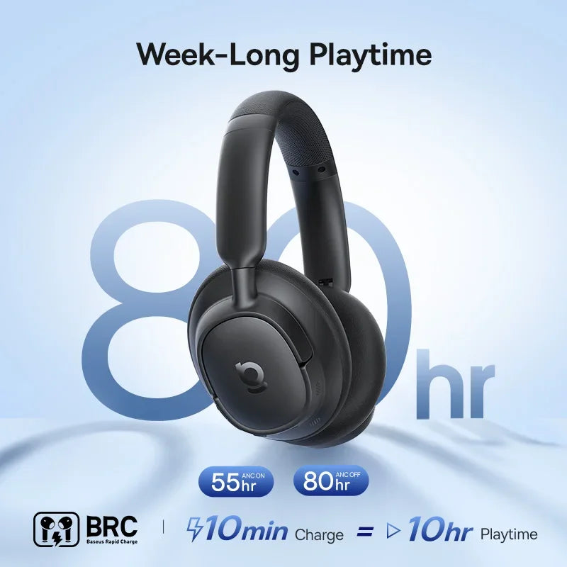 EH10 NC ANC Wireless Headphones 45Db Adaptive Hybrid Noise Cancelling Headsets Hi-Res LDAC Headphone Bluetooth 6.0 80Hrs