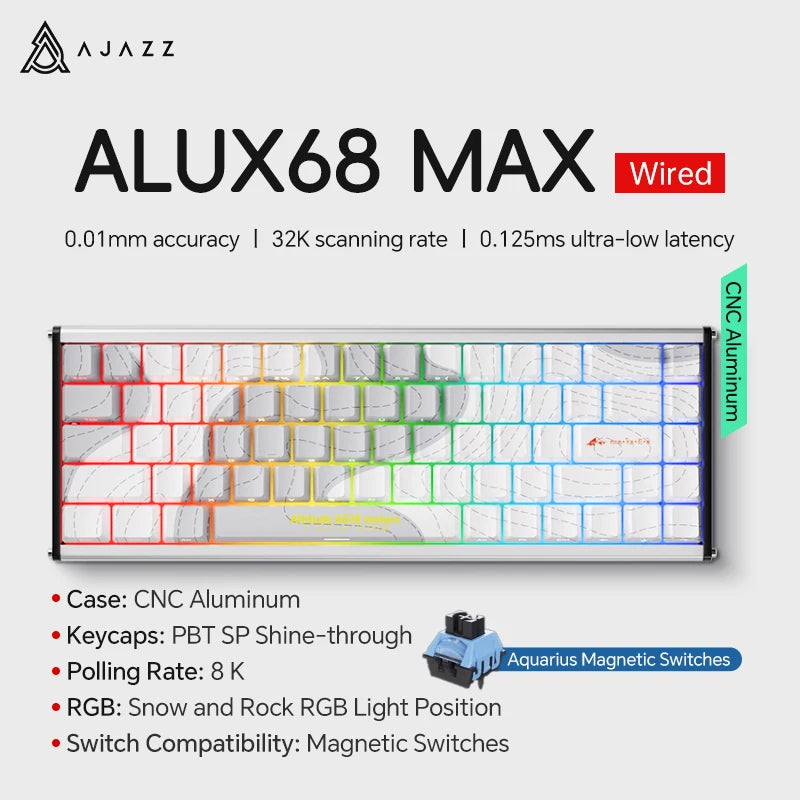 AK680 MAX Magnetic Switch Mechanical Keyboard 60% Rapid Trigger 0.01Mm 8K/1K Return 68 Keys Wired/Wireless Gaming Keybaord