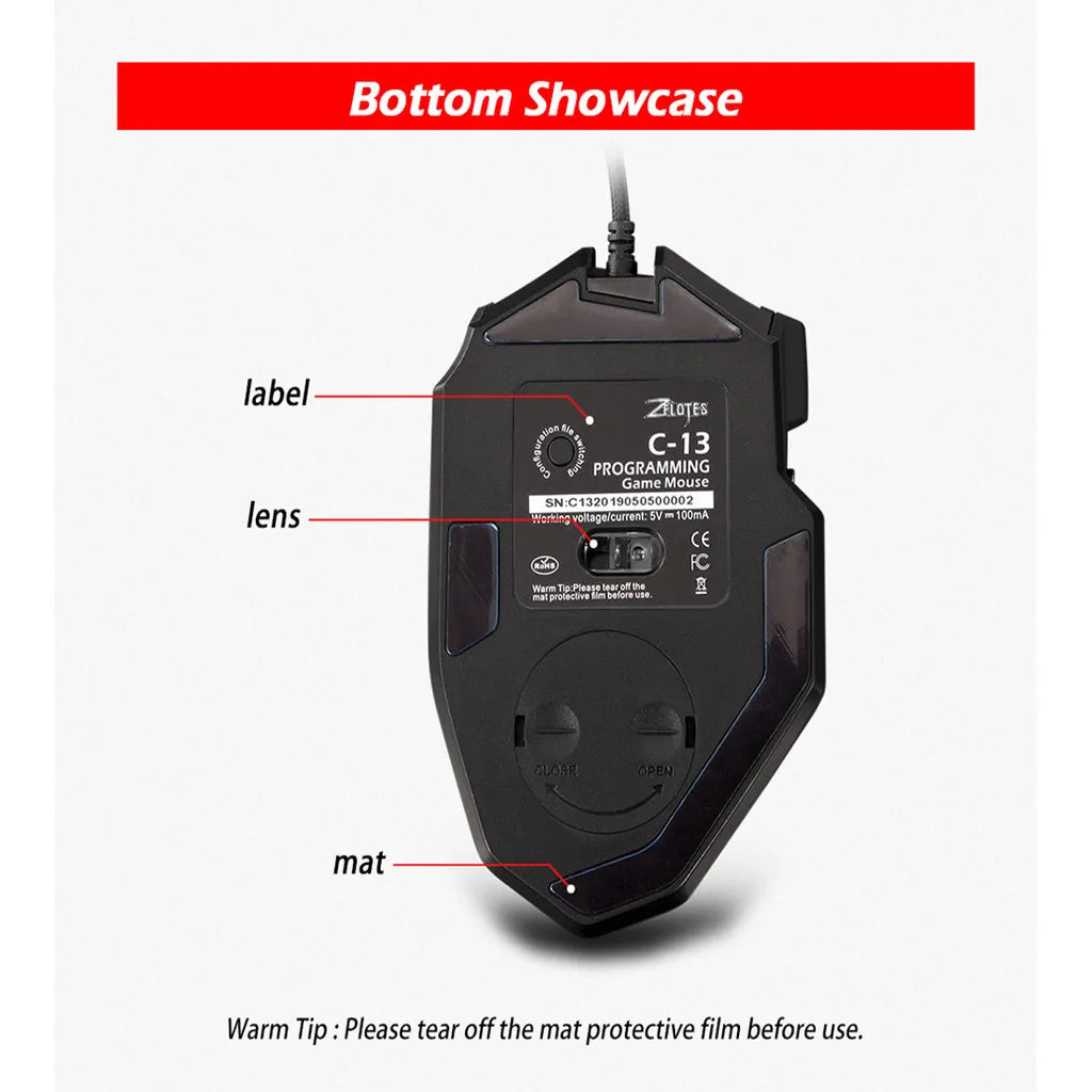 USB Wired Mouse Controller 10000 DPI Gaming Mouse Programmable Buttons Backlit Wired Gamer Mouse for Win7/8/10/11/Xp