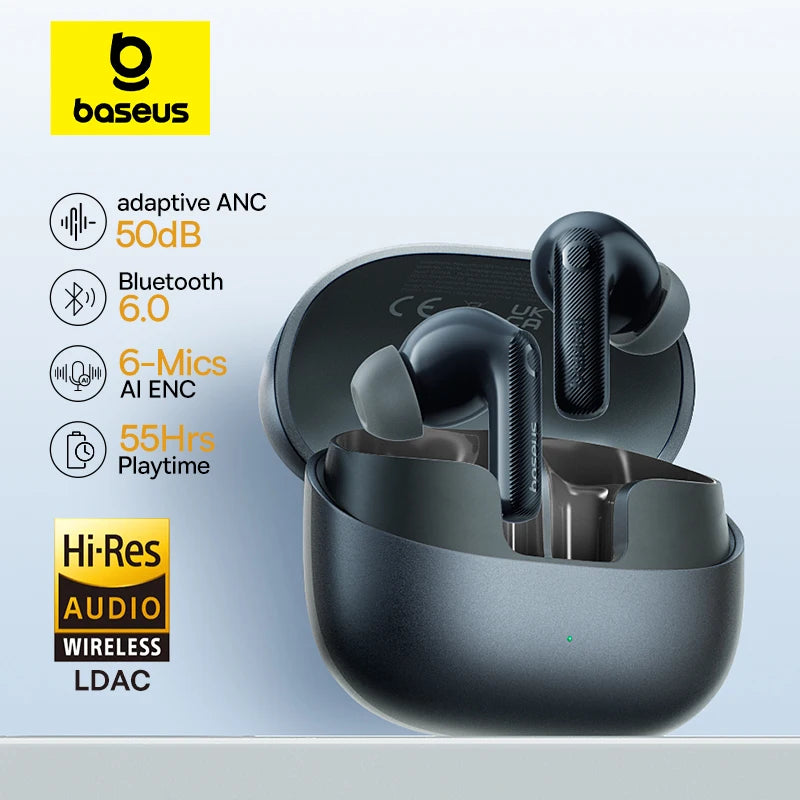 EP10 Pro ANC Earbuds Wireless Bluetooth 6.0 Earphones 50Db Realtime Adaptive Headphones 6 Mic Hi-Res LDAC IP55 Ear Buds