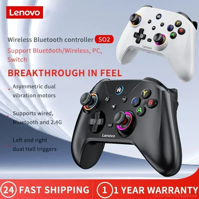 New Lenovo S02 Wireless Controller Bluetooth Gamepad for Nintendo Switch,Pc,Android TV,IOS PC Joysticks Six-Axis Dual Vibration