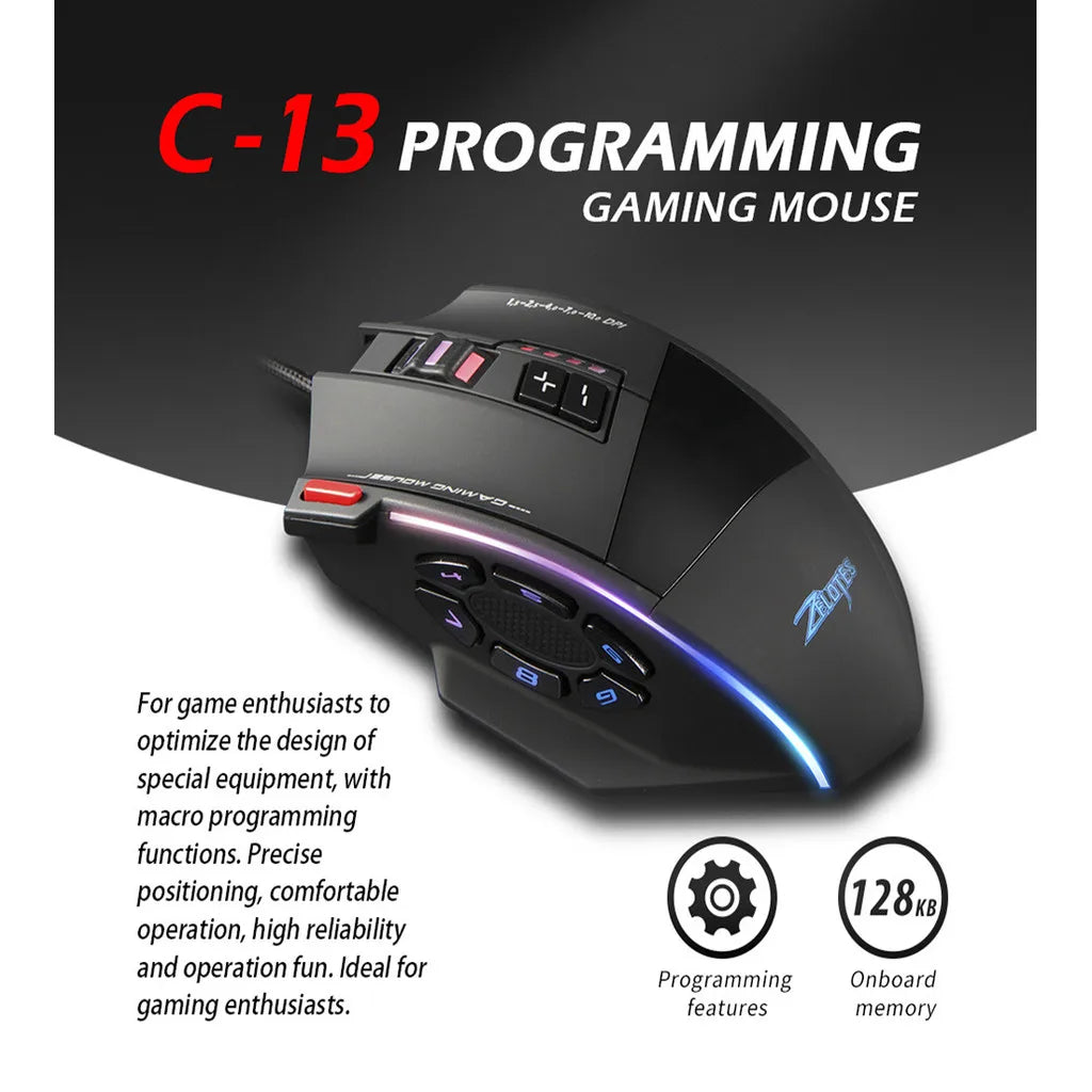 USB Wired Mouse Controller 10000 DPI Gaming Mouse Programmable Buttons Backlit Wired Gamer Mouse for Win7/8/10/11/Xp