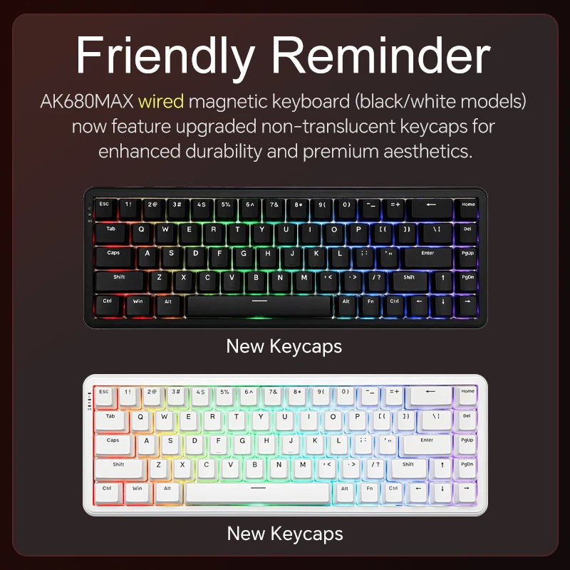 AK680 MAX Magnetic Switch Mechanical Keyboard 60% Rapid Trigger 0.01Mm 8K/1K Return 68 Keys Wired/Wireless Gaming Keybaord