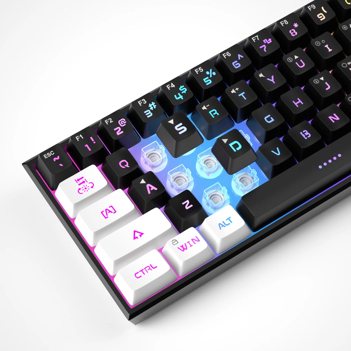TS91 60% Compact Wired Keyboard 61 Keys RGB Backlight Small Portable Office Computer Membrane Keyboard for Windows PC
