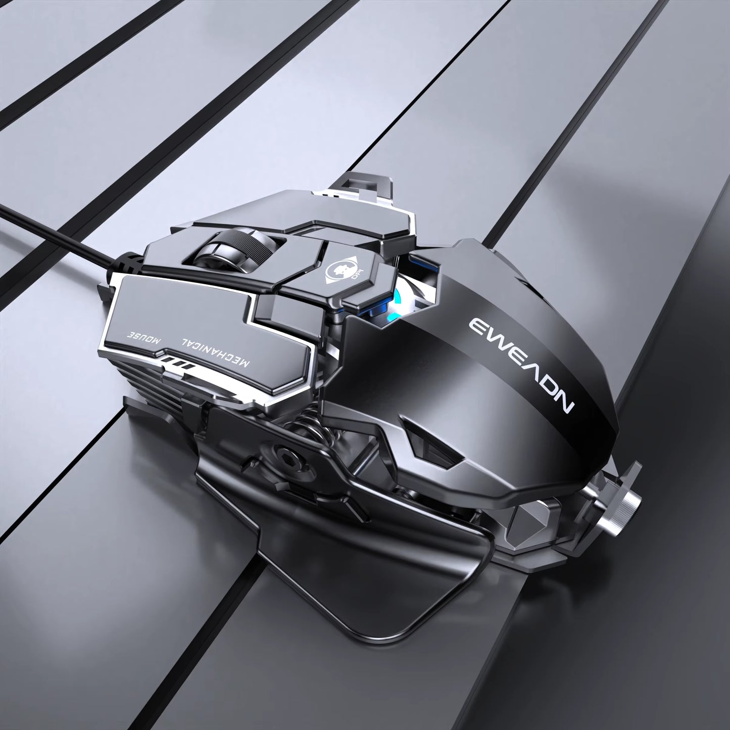 EWEADN Wired Gaming Mouse, Mechanical, Aluminum Base, Tail Length Adjustment, Ergonomic, Office & Gaming, Windows/Laptop, Gamers