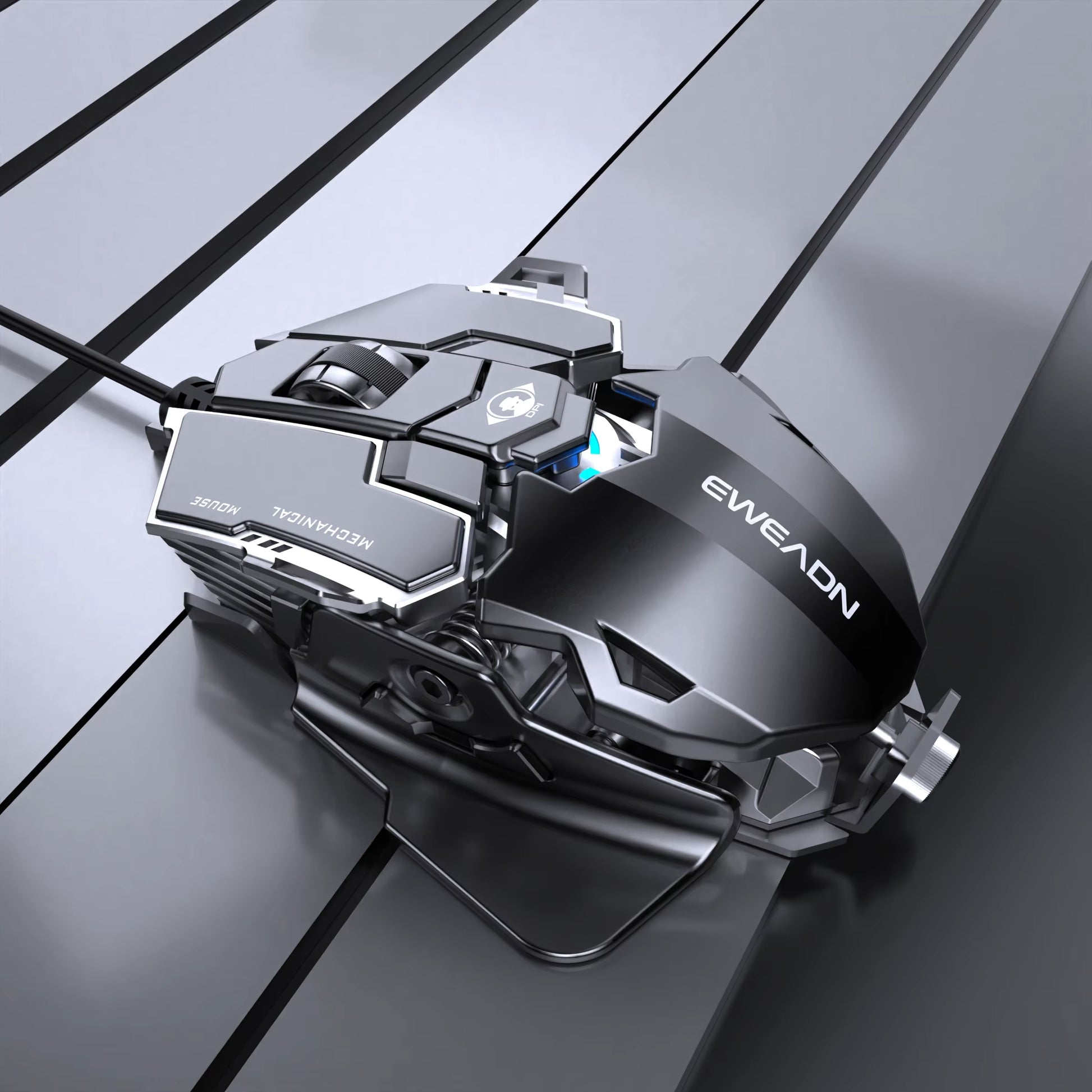 EWEADN Wired Gaming Mouse, Mechanical, Aluminum Base, Tail Length Adjustment, Ergonomic, Office & Gaming, Windows/Laptop, Gamers