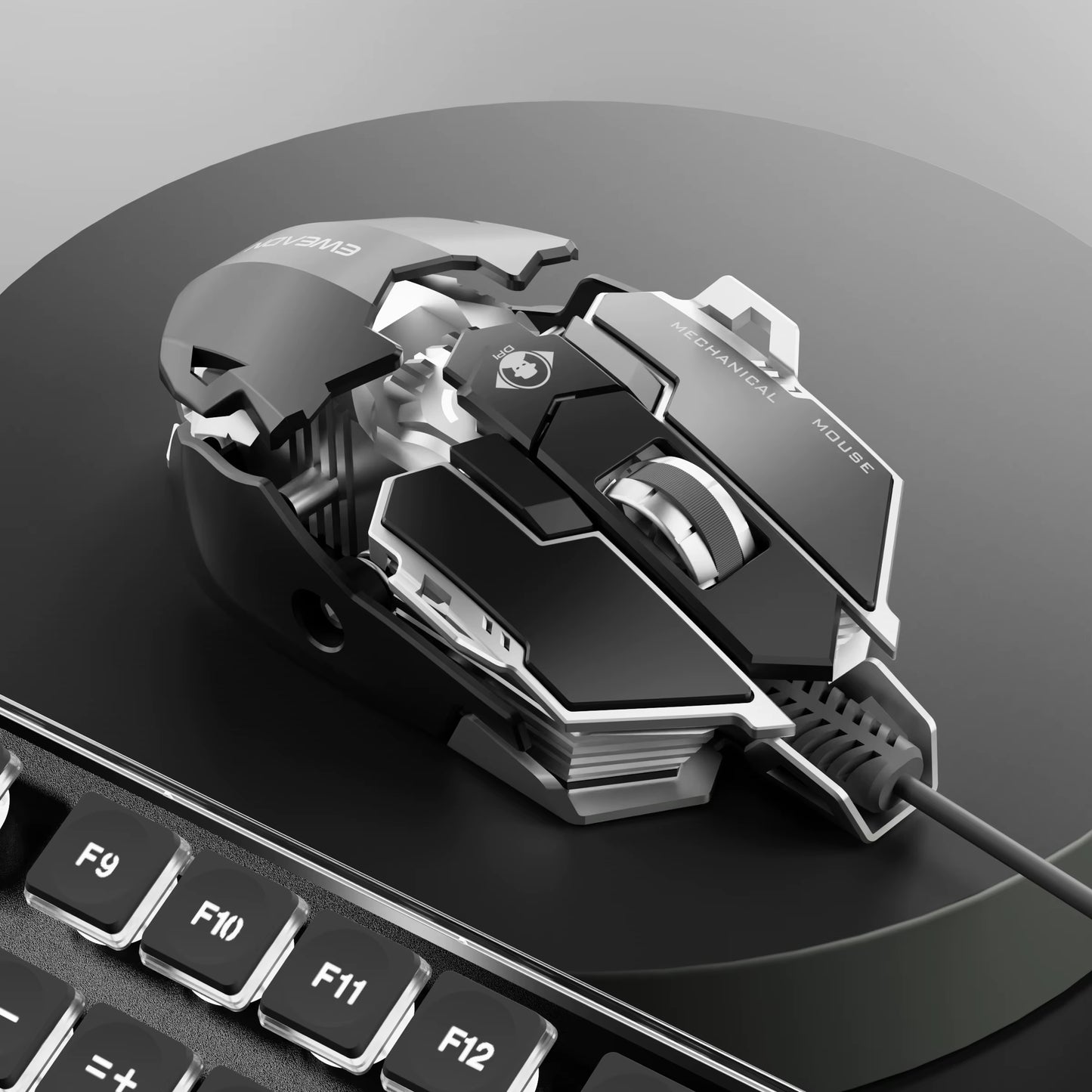 EWEADN Wired Gaming Mouse, Mechanical, Aluminum Base, Tail Length Adjustment, Ergonomic, Office & Gaming, Windows/Laptop, Gamers