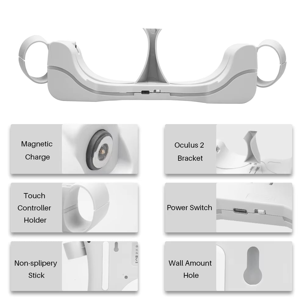 For Quest 2 Charging Base Fast Charging Quest 2 Rack Charging Station Wall-Mounted with LED Indicator Charging Port