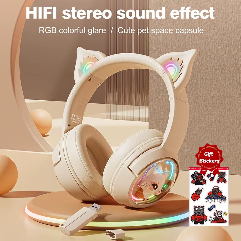 B5 Wireless Gaming Headphone with RGB Lighting HD Mic Headsets Stereo Gamer Computer Earphones Gaming Headset for PC PS5