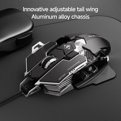 EWEADN Wired Gaming Mouse, Mechanical, Aluminum Base, Tail Length Adjustment, Ergonomic, Office & Gaming, Windows/Laptop, Gamers