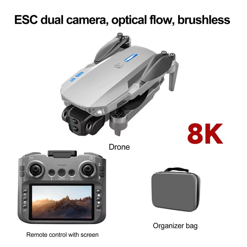 New E88GT HD Large Screen WIFI FPV Drone with 8K HD Camera Foldable Quadcopter RC Drone for Aerial Photography Flying Toys Gifts