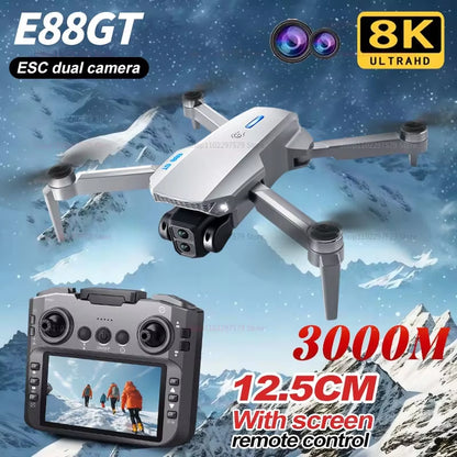 New E88GT HD Large Screen WIFI FPV Drone with 8K HD Camera Foldable Quadcopter RC Drone for Aerial Photography Flying Toys Gifts