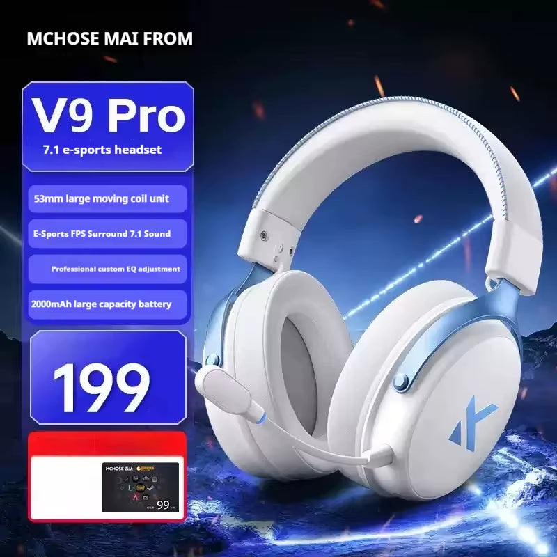 MCHOSE V9 Pro Wireless Bluetooth Headset with Three Mode Microphone Noise Reduction Dynamic Sound Low Delay Office and Gaming