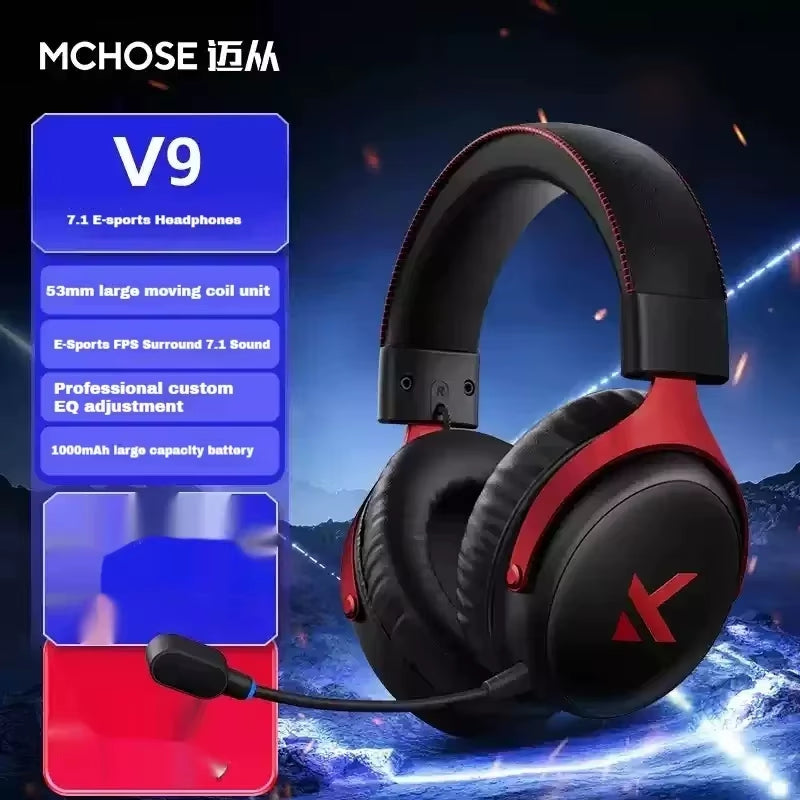 MCHOSE V9 Pro Music Gaming Headphones 3-Mode Wireless Noise Reduction Mic Custom Music Office Earphone E-Sport Pc Accessories