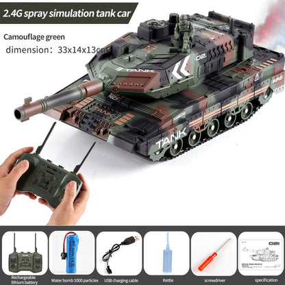 2.4G Tracked Simulation Remote Control Tank Water Bomb Spray Remote Control Vehicle War Armored Vehicle Model Children Toy Gift