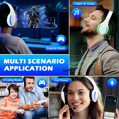 For PS5 Wireless Game Headset with Mic 2.4G Bluetooth-Compatible Headphone USB 3.5Mm Wired 3 Modes for Ps4/Switch/Mac/Pc/Lapto