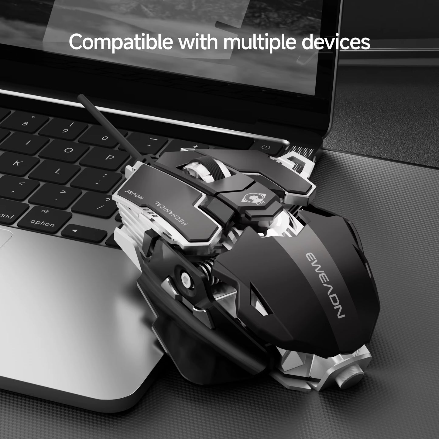 EWEADN Wired Gaming Mouse, Mechanical, Aluminum Base, Tail Length Adjustment, Ergonomic, Office & Gaming, Windows/Laptop, Gamers