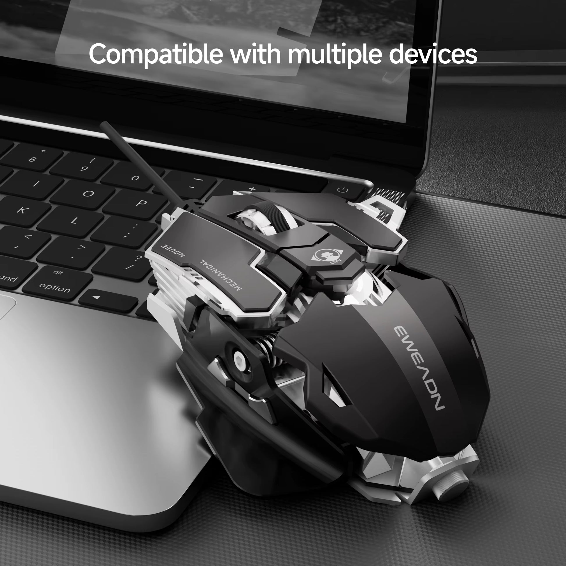 EWEADN Wired Gaming Mouse, Mechanical, Aluminum Base, Tail Length Adjustment, Ergonomic, Office & Gaming, Windows/Laptop, Gamers