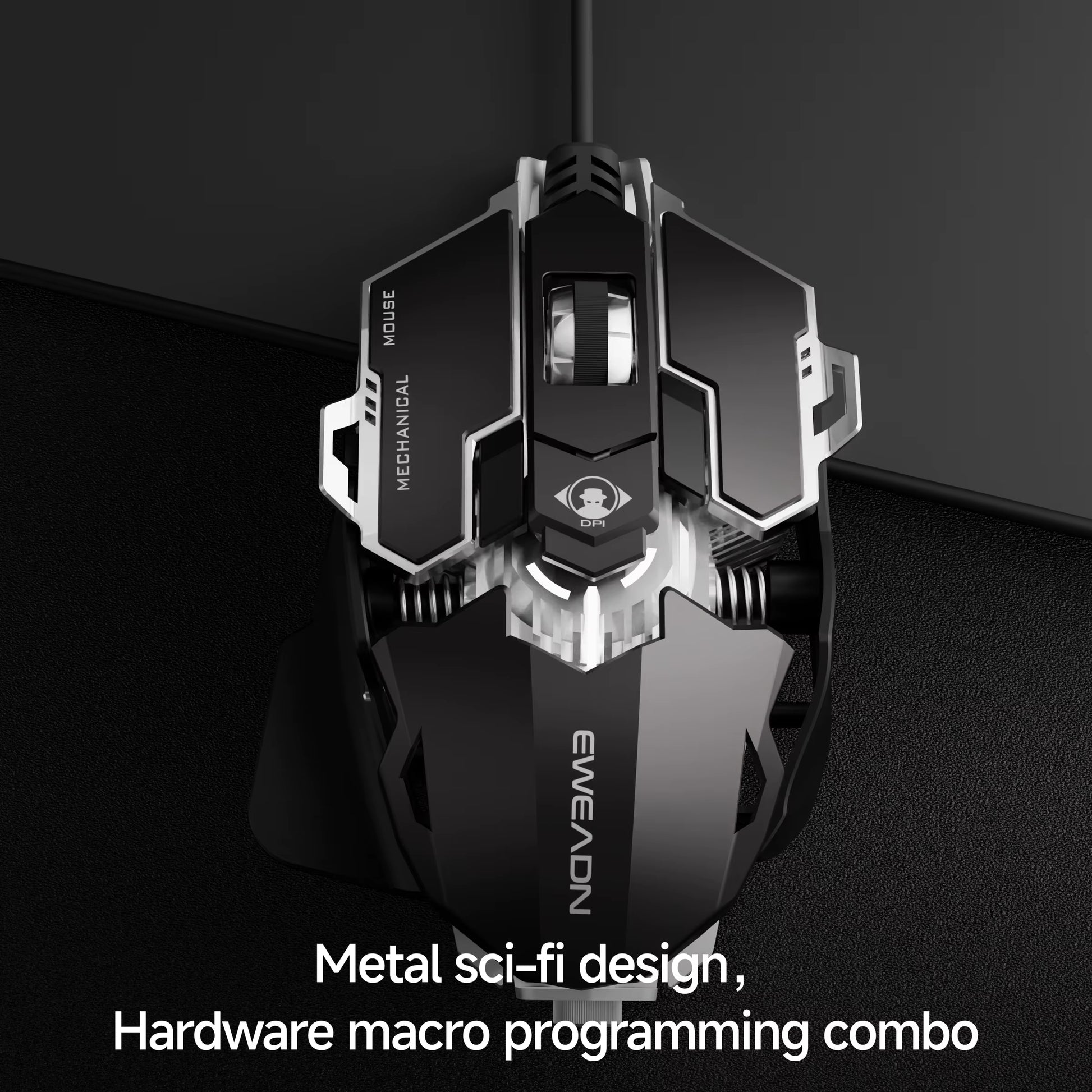 EWEADN Wired Gaming Mouse, Mechanical, Aluminum Base, Tail Length Adjustment, Ergonomic, Office & Gaming, Windows/Laptop, Gamers