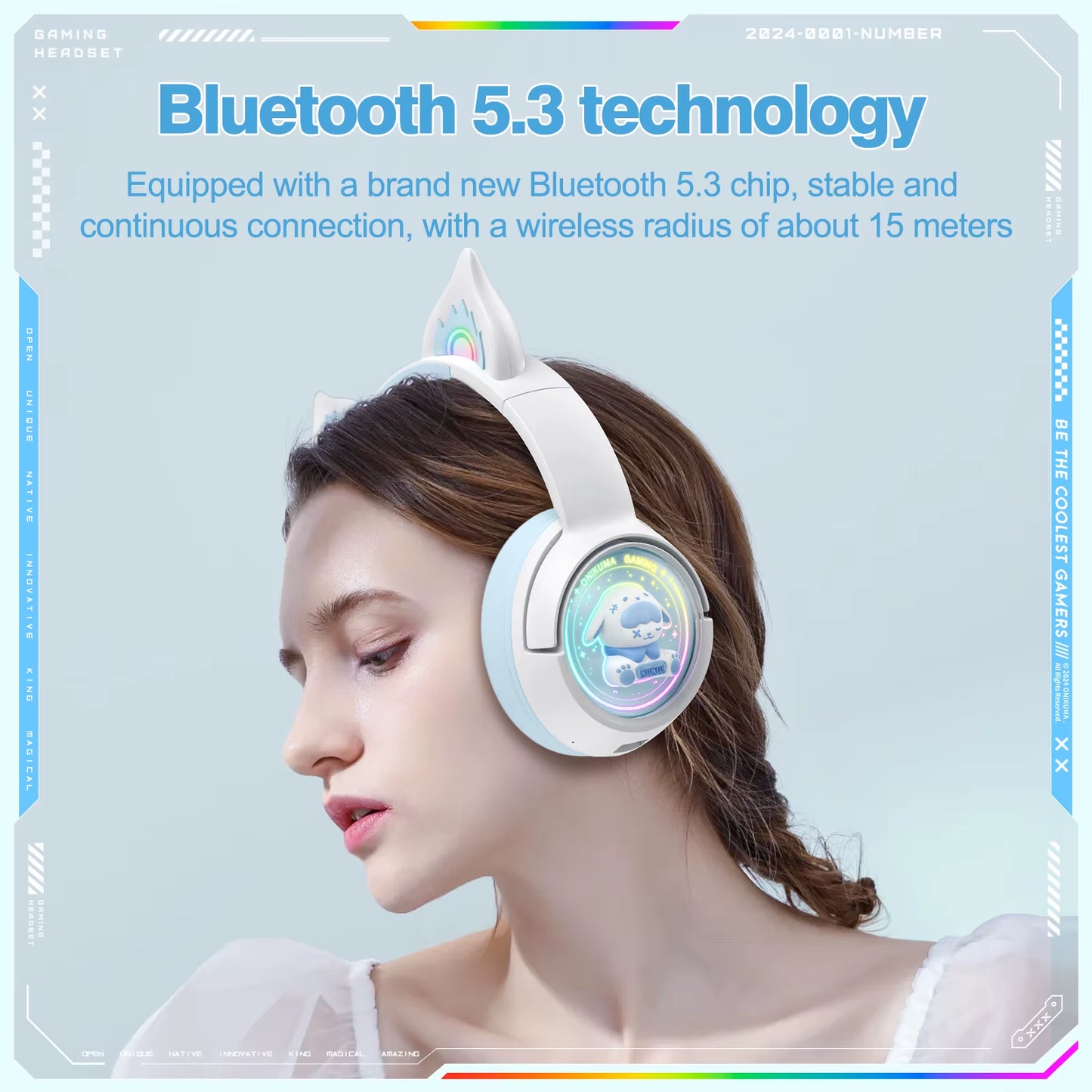 B5 Wireless Gaming Headphone with RGB Lighting HD Mic Headsets Stereo Gamer Computer Earphones Gaming Headset for PC PS5