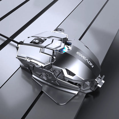 EWEADN Wired Gaming Mouse, Mechanical, Aluminum Base, Tail Length Adjustment, Ergonomic, Office & Gaming, Windows/Laptop, Gamers