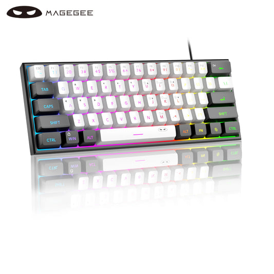 TS91 60% Compact Wired Keyboard 61 Keys RGB Backlight Small Portable Office Computer Membrane Keyboard for Windows PC
