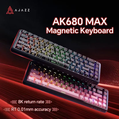 AK680 MAX Magnetic Switch Mechanical Keyboard 60% Rapid Trigger 0.01Mm 8K/1K Return 68 Keys Wired/Wireless Gaming Keybaord