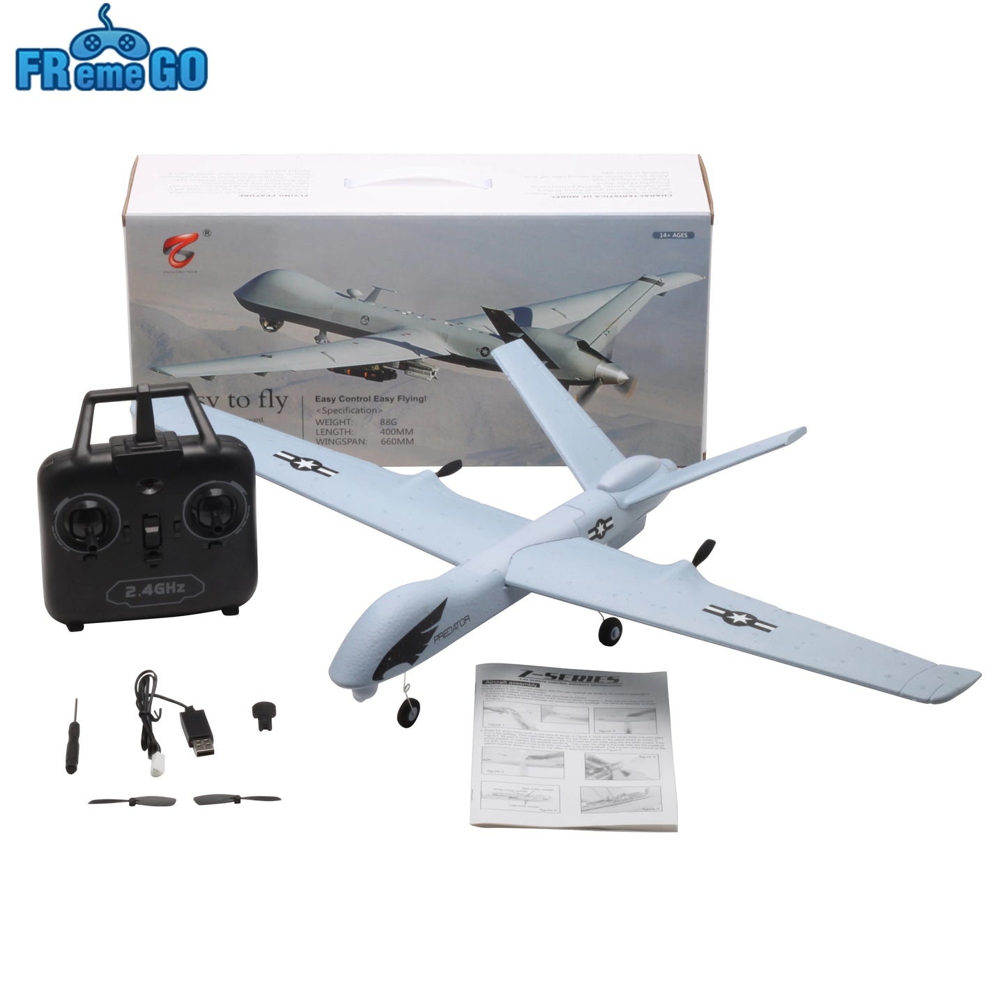 Z51 RC Glider 2.4G 2CH Hand Throwing Foam RC Plane with LED Light Fixed Wingspan RC Aircraft Figher Toys for Boys Children