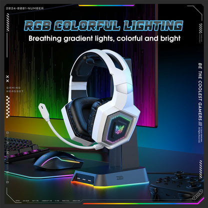 2.4Ghz Wireless Gaming Headset for PS5 PS4 PC Mac Noise Cancelling Earphone Headset Gaming Headphone with Micr RGB Light