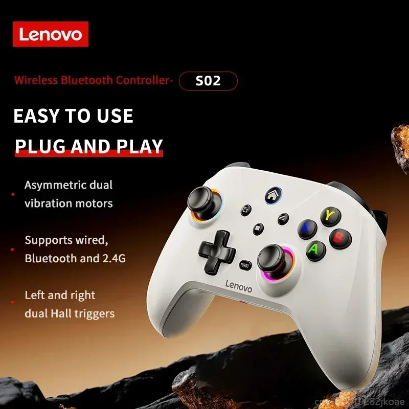 New Lenovo S02 Wireless Controller Bluetooth Gamepad for Nintendo Switch,Pc,Android TV,IOS PC Joysticks Six-Axis Dual Vibration