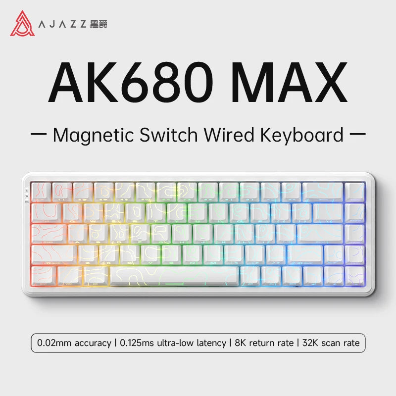 AK680 MAX Magnetic Switch Mechanical Keyboard 60% Rapid Trigger 0.01Mm 8K/1K Return 68 Keys Wired/Wireless Gaming Keybaord