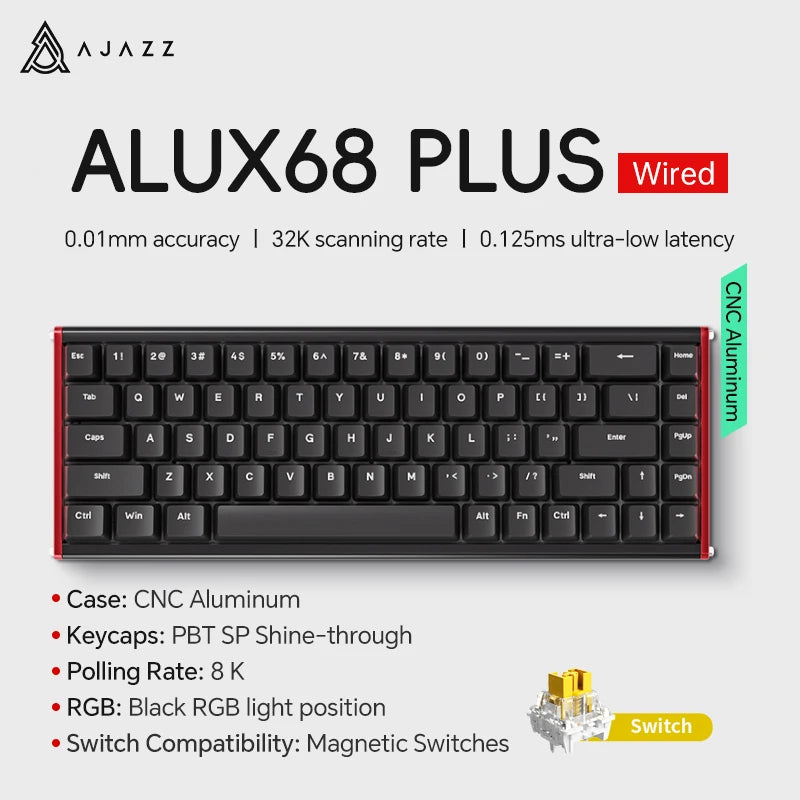 AK680 MAX Magnetic Switch Mechanical Keyboard 60% Rapid Trigger 0.01Mm 8K/1K Return 68 Keys Wired/Wireless Gaming Keybaord