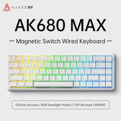 AK680 MAX Magnetic Switch Mechanical Keyboard 60% Rapid Trigger 0.01Mm 8K/1K Return 68 Keys Wired/Wireless Gaming Keybaord