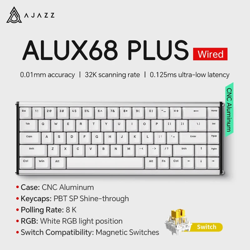 AK680 MAX Magnetic Switch Mechanical Keyboard 60% Rapid Trigger 0.01Mm 8K/1K Return 68 Keys Wired/Wireless Gaming Keybaord
