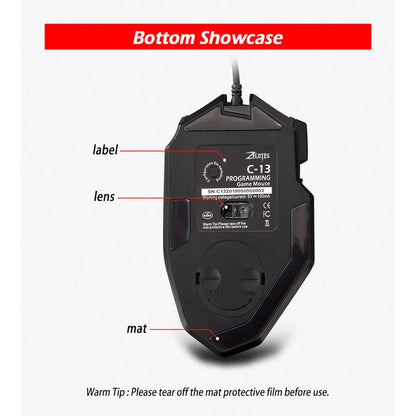 USB Wired Mouse Controller 10000 DPI Gaming Mouse Programmable Buttons Backlit Wired Gamer Mouse for Win7/8/10/11/Xp