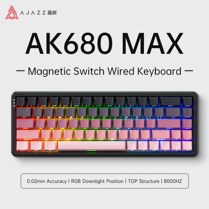 AK680 MAX Magnetic Switch Mechanical Keyboard 60% Rapid Trigger 0.01Mm 8K/1K Return 68 Keys Wired/Wireless Gaming Keybaord