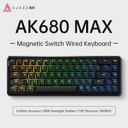 AK680 MAX Magnetic Switch Mechanical Keyboard 60% Rapid Trigger 0.01Mm 8K/1K Return 68 Keys Wired/Wireless Gaming Keybaord