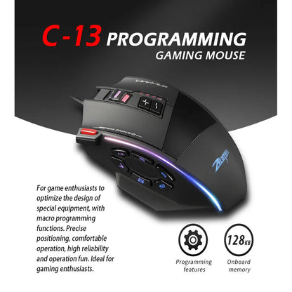 USB Wired Mouse Controller 10000 DPI Gaming Mouse Programmable Buttons Backlit Wired Gamer Mouse for Win7/8/10/11/Xp