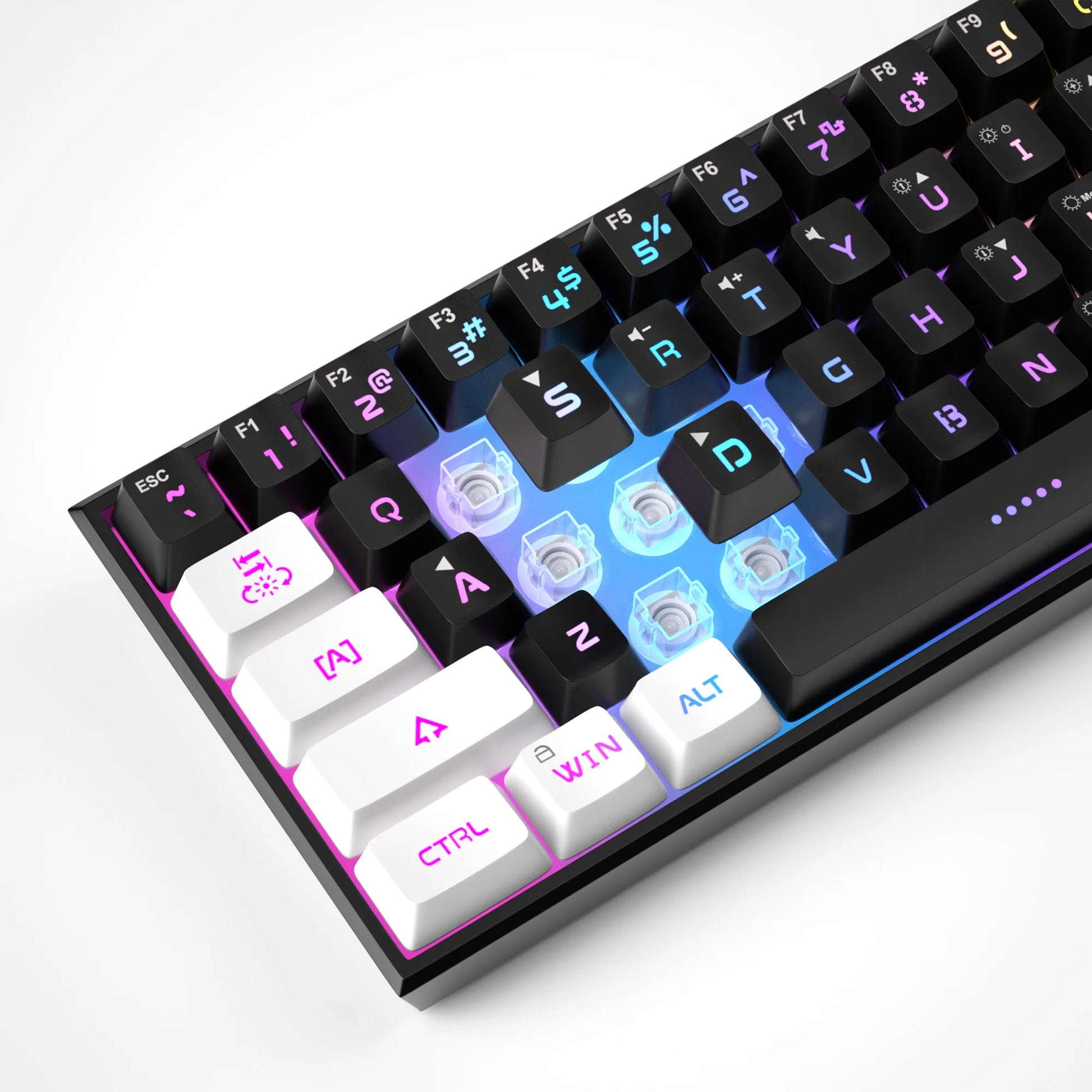TS91 60% Compact Wired Keyboard 61 Keys RGB Backlight Small Portable Office Computer Membrane Keyboard for Windows PC