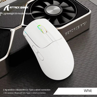 ATTACK SHARK X5 Tri-Mode Wireless Rechargeable Gaming Mouse, 49G Lightweight PAW3212 Optical Sensor GB LED Honeycomb Mouse