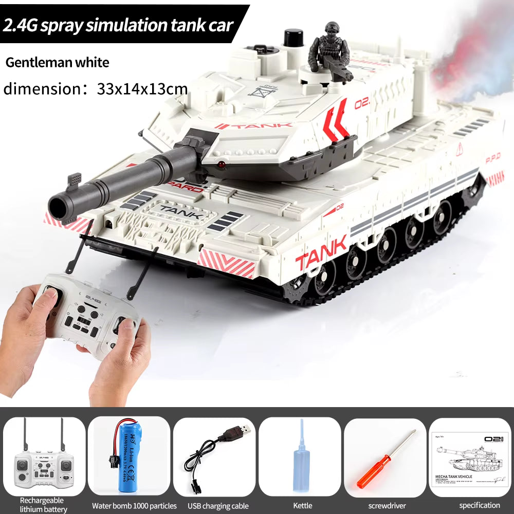 2.4G Tracked Simulation Remote Control Tank Water Bomb Spray Remote Control Vehicle War Armored Vehicle Model Children Toy Gift