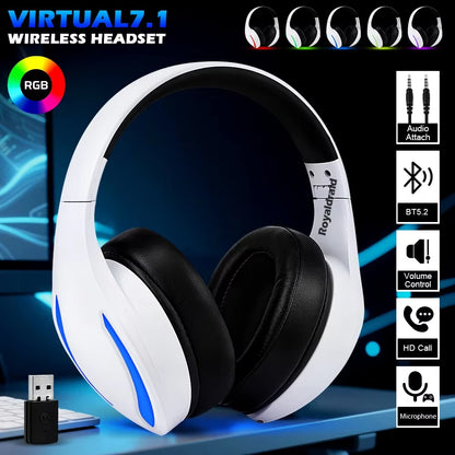 For PS5 Wireless Game Headset with Mic 2.4G Bluetooth-Compatible Headphone USB 3.5Mm Wired 3 Modes for Ps4/Switch/Mac/Pc/Lapto