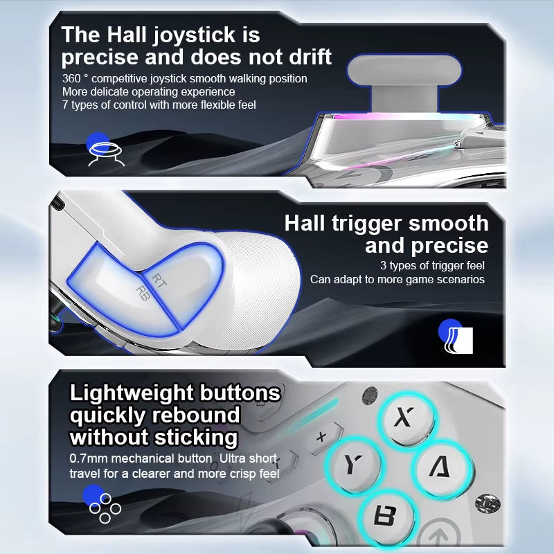 CM-619 Switch Game Controller Supports Ios/Android/Pc Dual Motor Wireless Controller with Dazzling Light