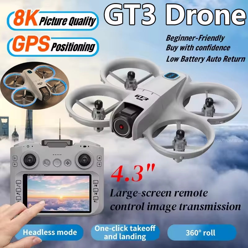2025 New GT3 8K Professional Drone GPS Aerial Avoiding Obstacle Remote Control Brushless with Touch Remote RC Quadcopters 18000M