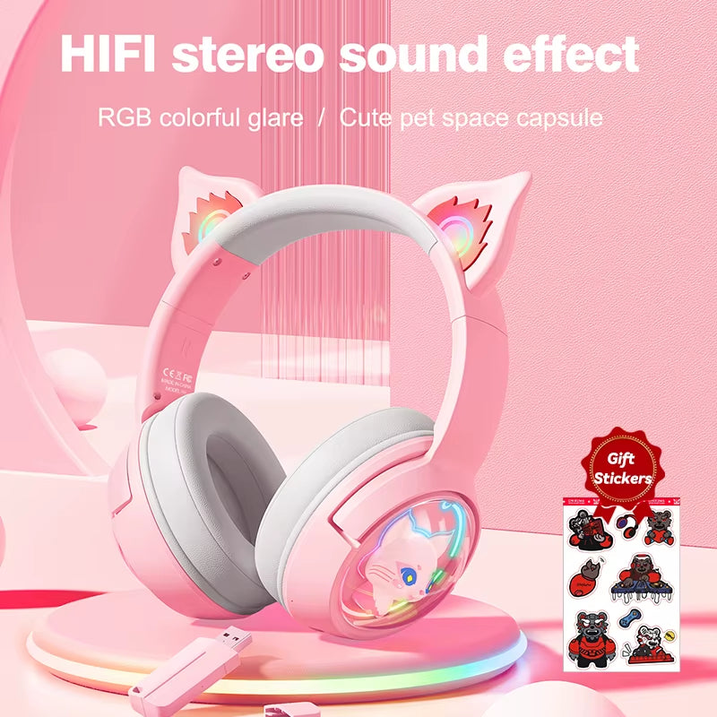 B5 Wireless Gaming Headphone with RGB Lighting HD Mic Headsets Stereo Gamer Computer Earphones Gaming Headset for PC PS5